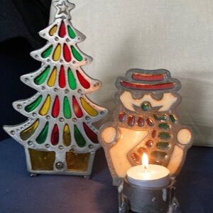1980”s Tee Lite Cancle Tree and Snowman Holders